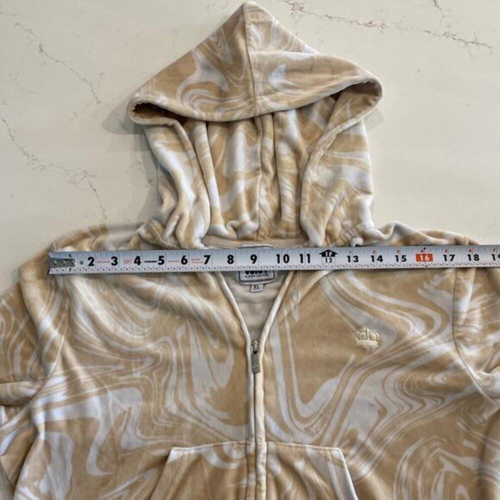 Juicy‎ Couture Cream and White Zip Up Crop Hoodie Sweatshirt size XL - Picture 8 of 8